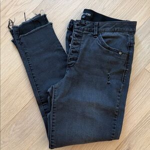 Mac & Me Black Distressed Button-Fly Jeans